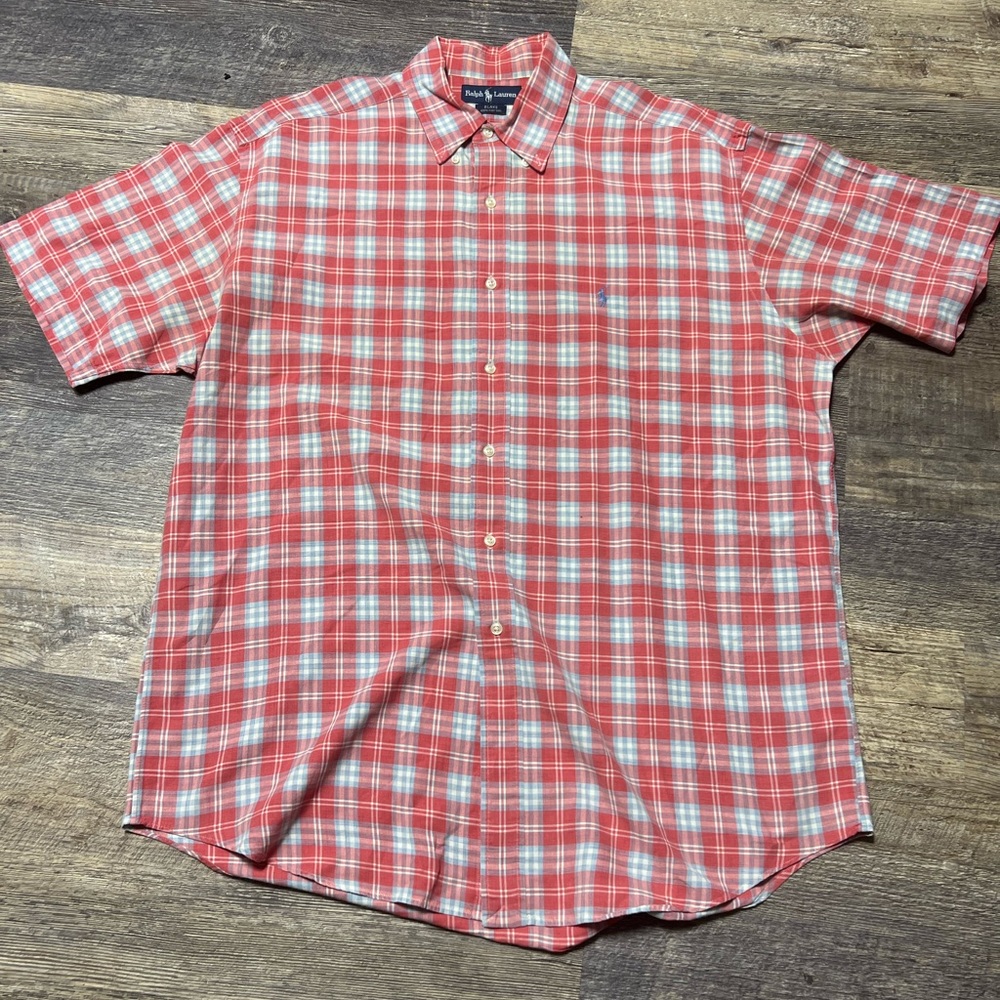Ralph Lauren plaid button down shirt sleeves